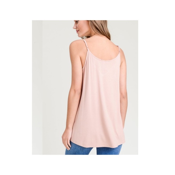 Rose Taupe Lattice V Neck Tank Top - Picture 3 of 7